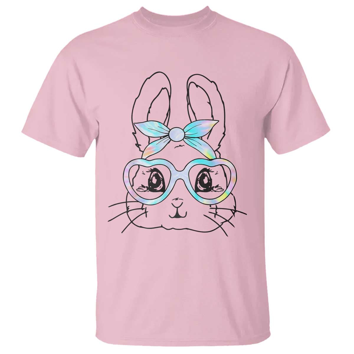 Girls Easter Bunny T Shirt Rabbit Face Tie Dye Glasses Happy Easter Day - Wonder Print Shop