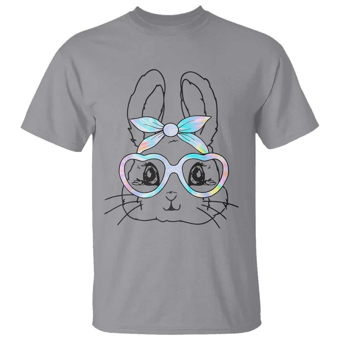 Girls Easter Bunny T Shirt Rabbit Face Tie Dye Glasses Happy Easter Day - Wonder Print Shop