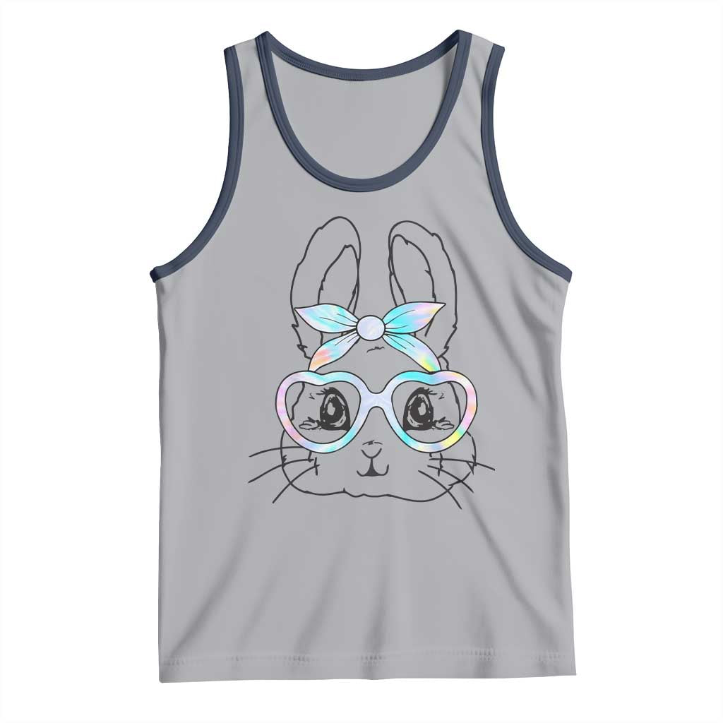 Girls Easter Bunny Tank Top Rabbit Face Tie Dye Glasses Happy Easter Day - Wonder Print Shop
