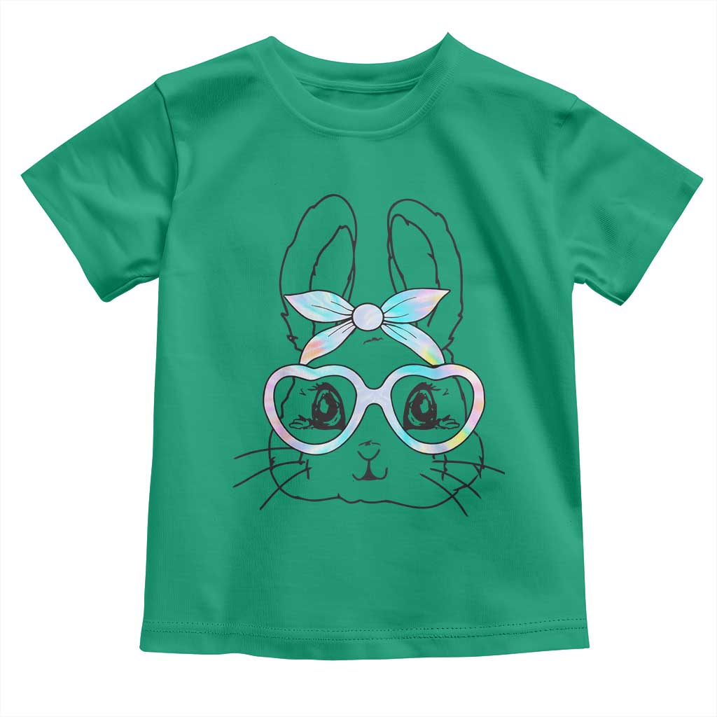 Girls Easter Bunny Toddler T Shirt Rabbit Face Tie Dye Glasses Happy Easter Day - Wonder Print Shop
