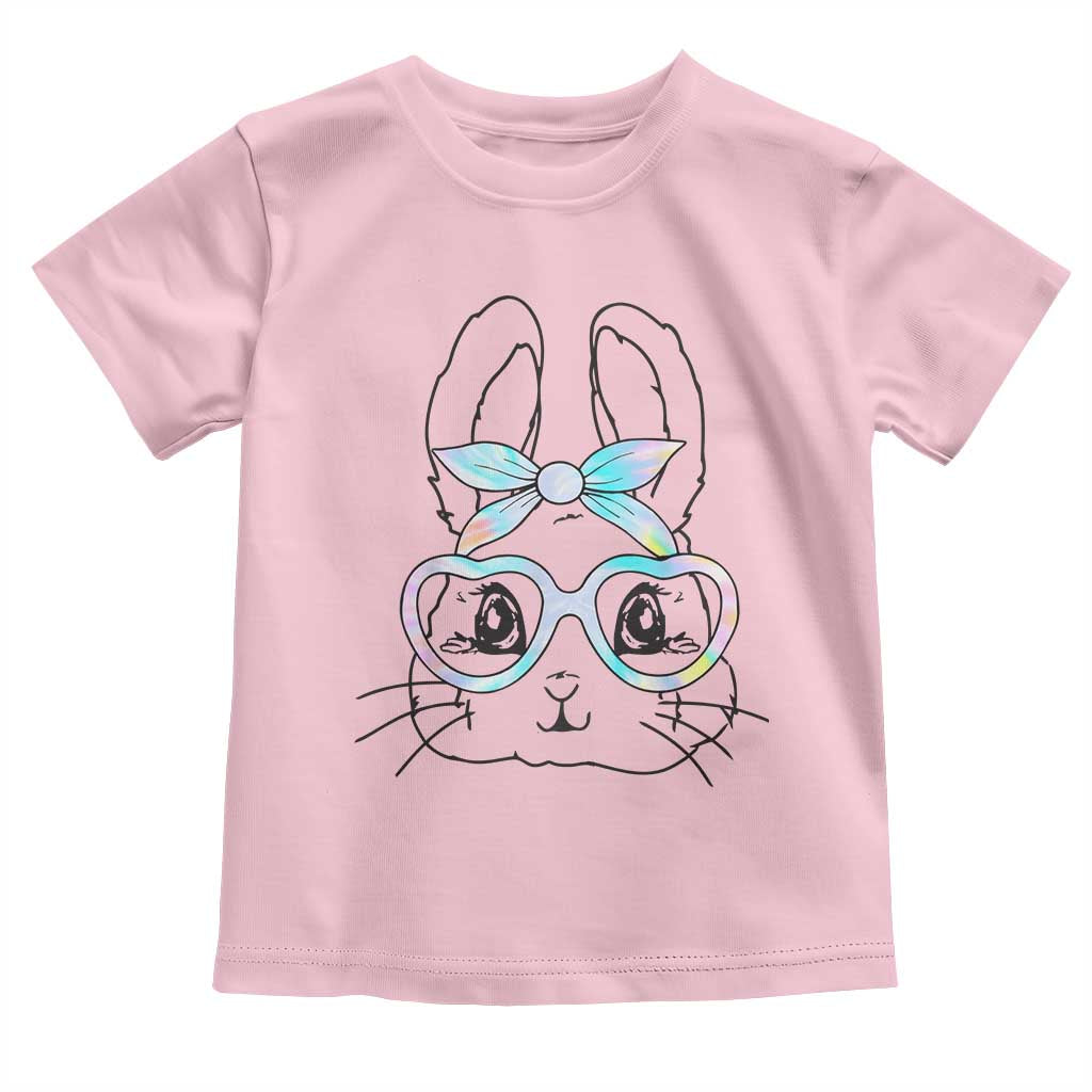 Girls Easter Bunny Toddler T Shirt Rabbit Face Tie Dye Glasses Happy Easter Day - Wonder Print Shop