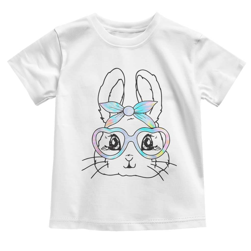 Girls Easter Bunny Toddler T Shirt Rabbit Face Tie Dye Glasses Happy Easter Day - Wonder Print Shop