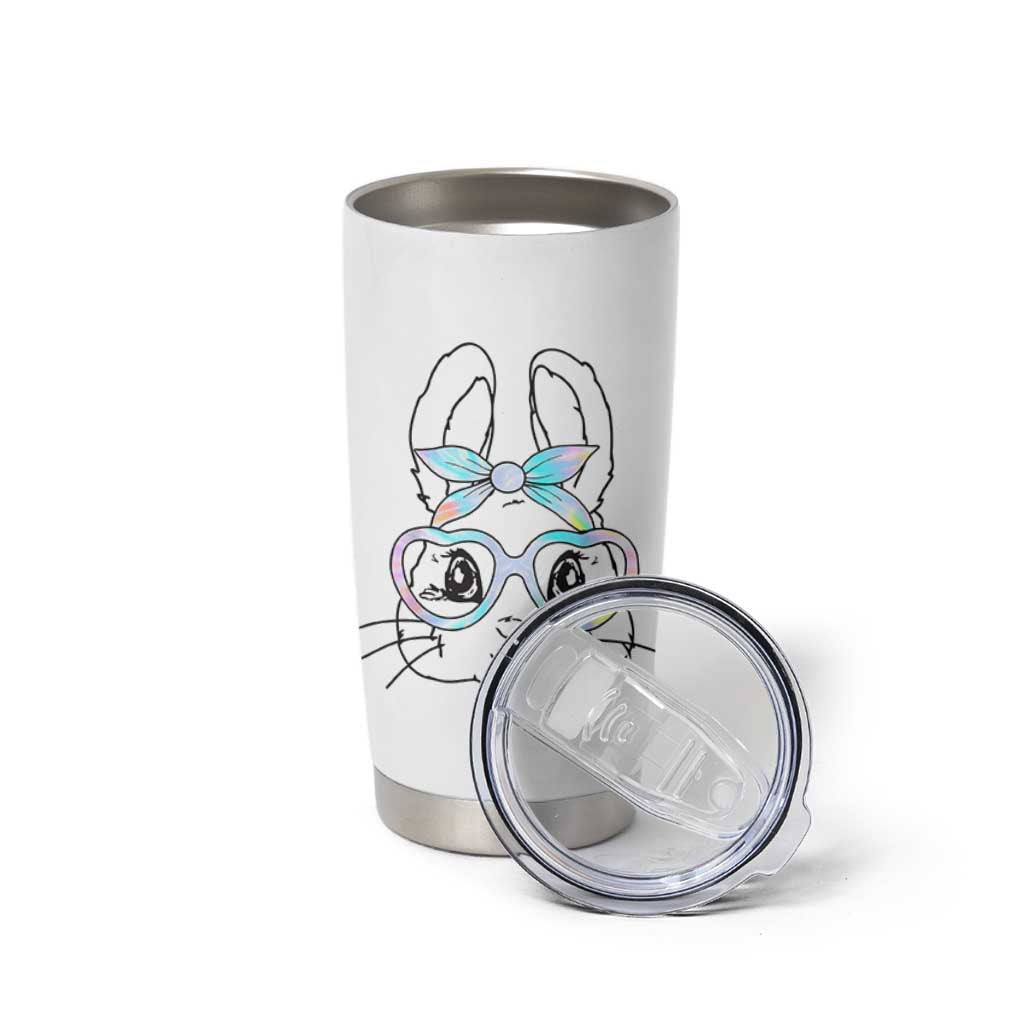 Girls Easter Bunny Tumbler Cup Rabbit Face Tie Dye Glasses Happy Easter Day - Wonder Print Shop