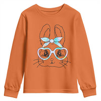Girls Easter Bunny Youth Sweatshirt Rabbit Face Tie Dye Glasses Happy Easter Day - Wonder Print Shop