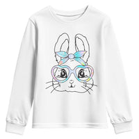 Girls Easter Bunny Youth Sweatshirt Rabbit Face Tie Dye Glasses Happy Easter Day - Wonder Print Shop