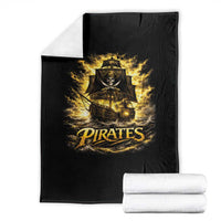 Pirate Lovers Throw Blanket Vintage Golden Pirate Ship Skull Graphic