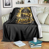 Pirate Lovers Throw Blanket Vintage Golden Pirate Ship Skull Graphic