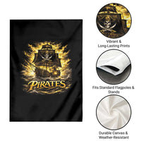 Pirate Lovers Garden Flag Vintage Golden Pirate Ship Skull Graphic