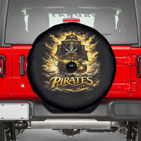 Pirate Lovers Spare Tire Cover Vintage Golden Pirate Ship Skull Graphic