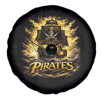 Pirate Lovers Spare Tire Cover Vintage Golden Pirate Ship Skull Graphic