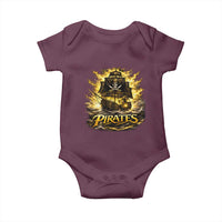 Pirate Lovers Baby Onesie Vintage Golden Pirate Ship Skull Graphic