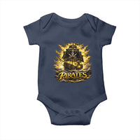 Pirate Lovers Baby Onesie Vintage Golden Pirate Ship Skull Graphic