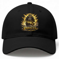 Pirate Lovers Baseball Cap Vintage Golden Pirate Ship Skull Graphic