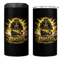 Pirate Lovers 4 in 1 Can Cooler Tumbler Vintage Golden Pirate Ship Skull Graphic