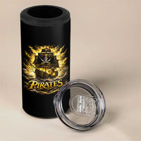 Pirate Lovers 4 in 1 Can Cooler Tumbler Vintage Golden Pirate Ship Skull Graphic