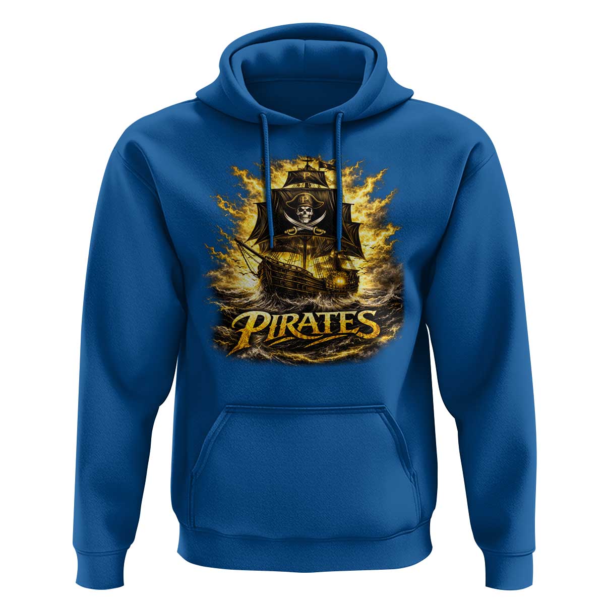 Pirate Lovers Hoodie Vintage Golden Pirate Ship Skull Graphic