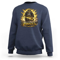 Pirate Lovers Sweatshirt Vintage Golden Pirate Ship Skull Graphic