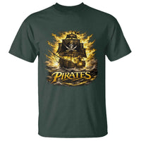 Pirate Lovers T Shirt Vintage Golden Pirate Ship Skull Graphic