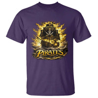 Pirate Lovers T Shirt Vintage Golden Pirate Ship Skull Graphic