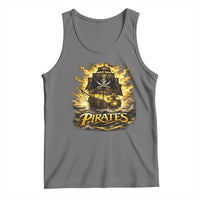 Pirate Lovers Tank Top Vintage Golden Pirate Ship Skull Graphic