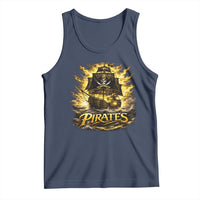 Pirate Lovers Tank Top Vintage Golden Pirate Ship Skull Graphic