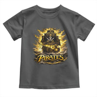 Pirate Lovers Toddler T Shirt Vintage Golden Pirate Ship Skull Graphic