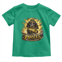 Pirate Lovers Toddler T Shirt Vintage Golden Pirate Ship Skull Graphic