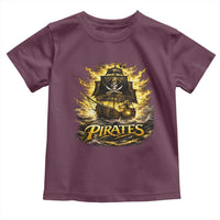 Pirate Lovers Toddler T Shirt Vintage Golden Pirate Ship Skull Graphic