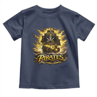 Pirate Lovers Toddler T Shirt Vintage Golden Pirate Ship Skull Graphic