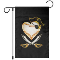 Baseball Pirate Garden Flag Baseball Heart With Skull