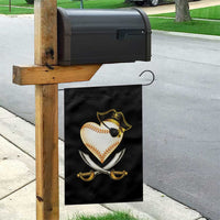 Baseball Pirate Garden Flag Baseball Heart With Skull