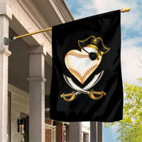 Baseball Pirate Garden Flag Baseball Heart With Skull