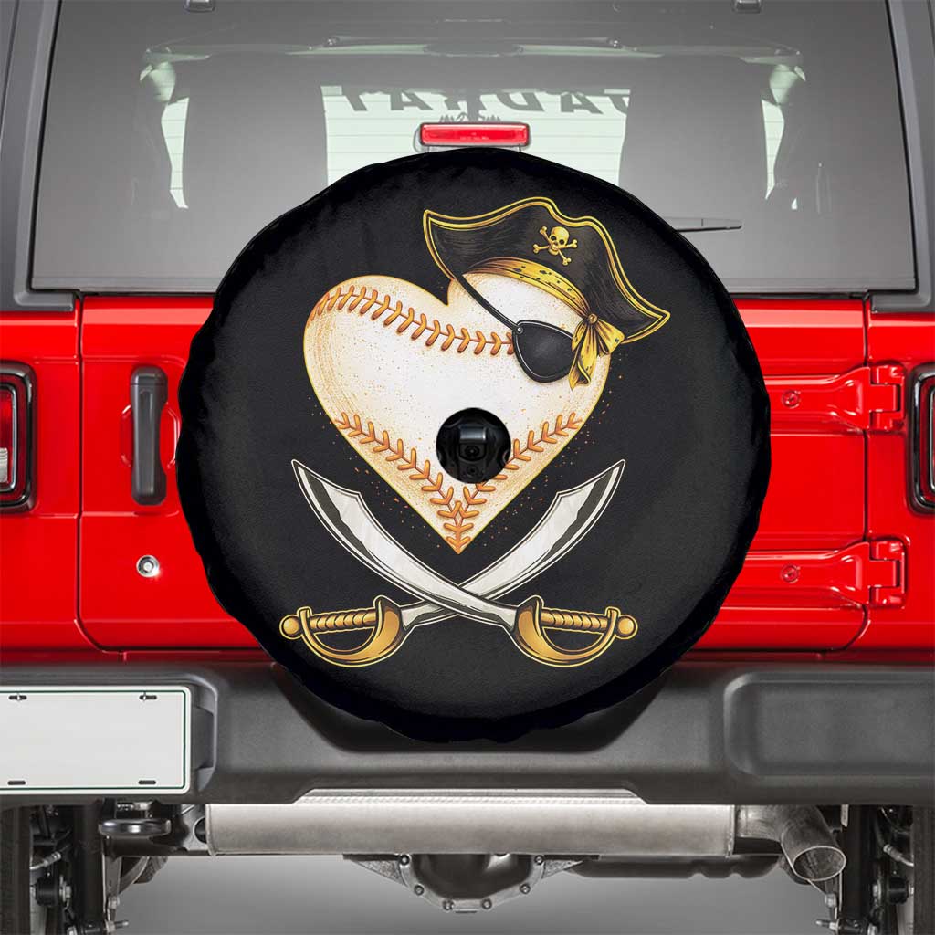 Baseball Pirate Spare Tire Cover Baseball Heart With Skull