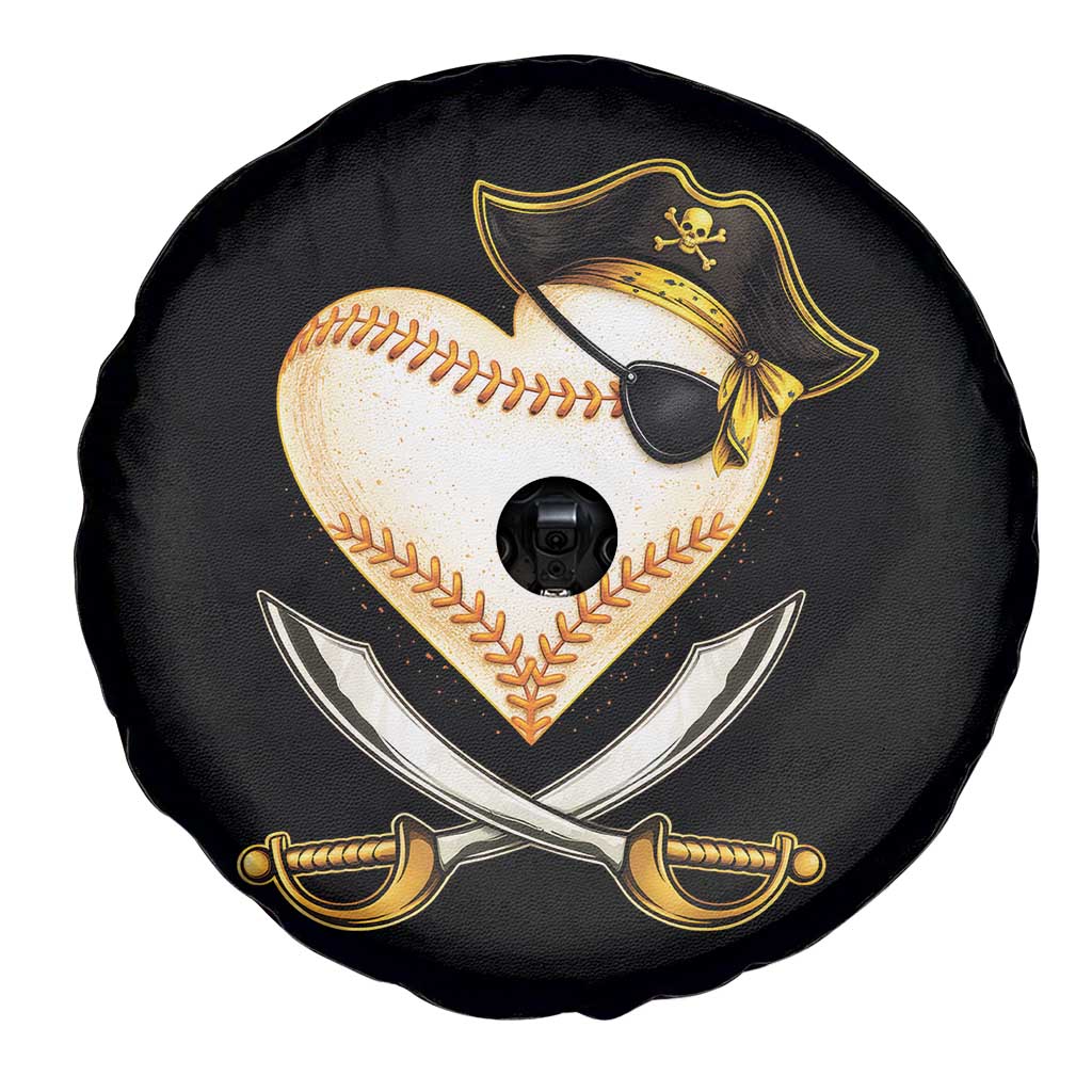 Baseball Pirate Spare Tire Cover Baseball Heart With Skull