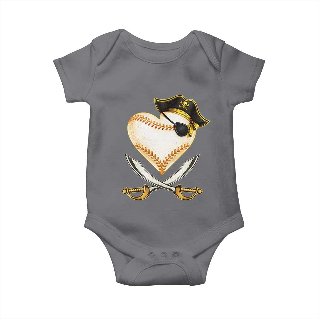 Baseball Pirate Baby Onesie Baseball Heart With Skull