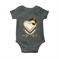 Baseball Pirate Baby Onesie Baseball Heart With Skull