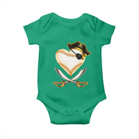 Baseball Pirate Baby Onesie Baseball Heart With Skull