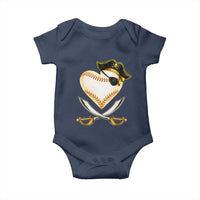 Baseball Pirate Baby Onesie Baseball Heart With Skull