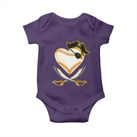 Baseball Pirate Baby Onesie Baseball Heart With Skull