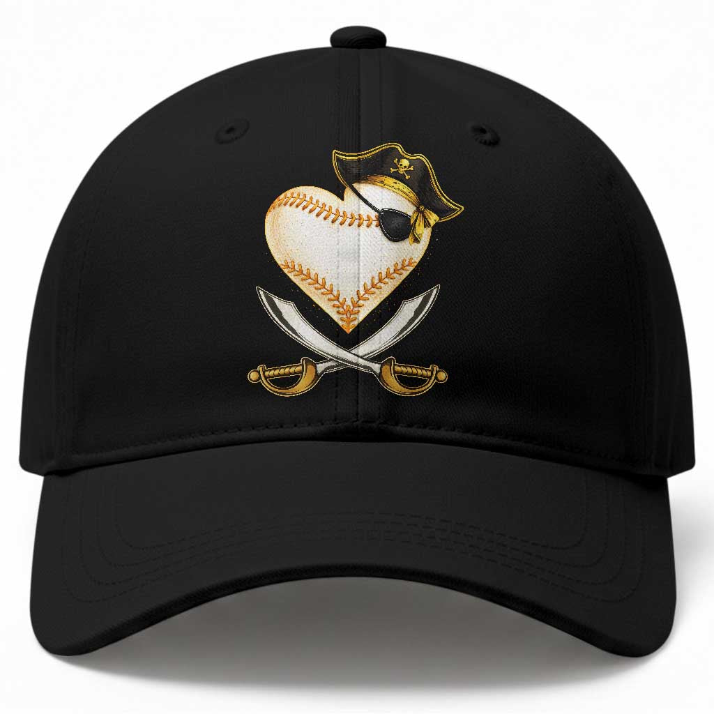 Baseball Pirate Baseball Cap Baseball Heart With Skull