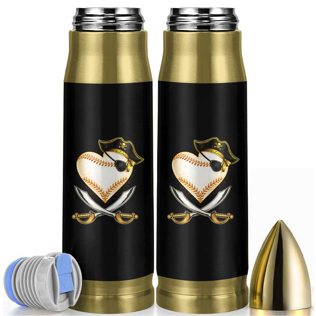 Baseball Pirate Bullet Tumbler Baseball Heart With Skull