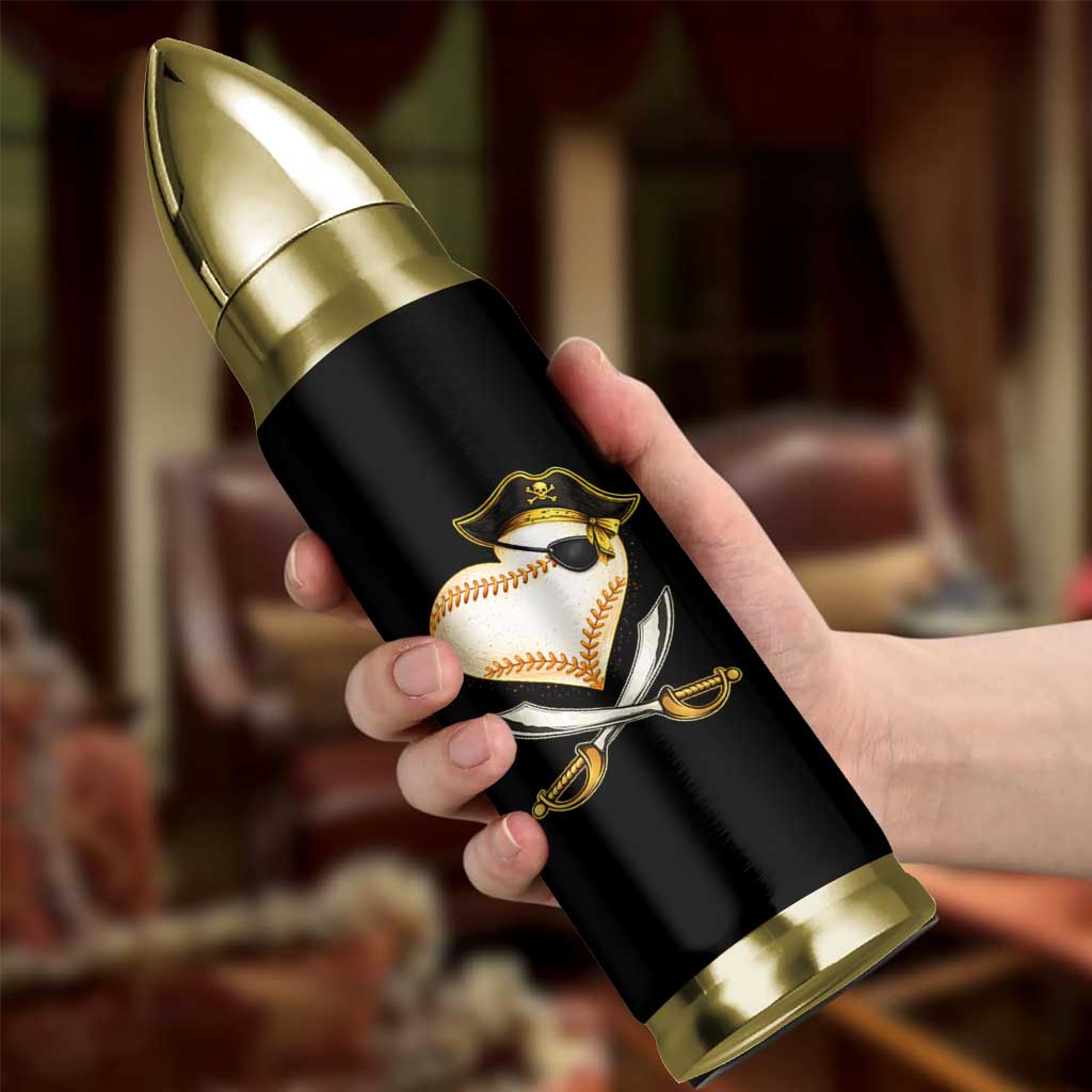 Baseball Pirate Bullet Tumbler Baseball Heart With Skull