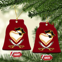 Baseball Pirate Ceramic Ornament Baseball Heart With Skull