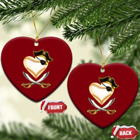 Baseball Pirate Ceramic Ornament Baseball Heart With Skull