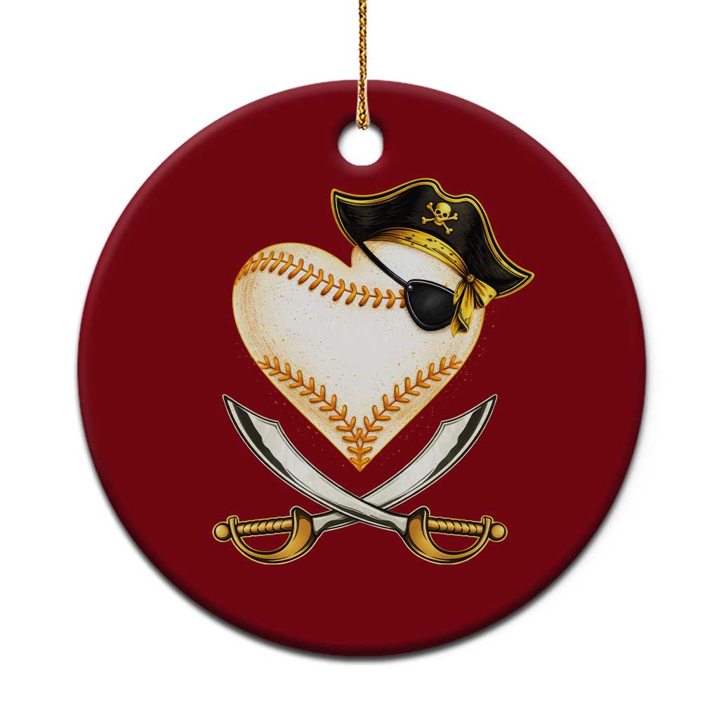 Baseball Pirate Ceramic Ornament Baseball Heart With Skull