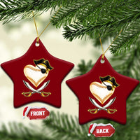 Baseball Pirate Ceramic Ornament Baseball Heart With Skull
