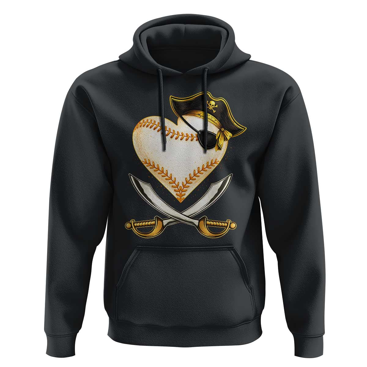 Baseball Pirate Hoodie Baseball Heart With Skull