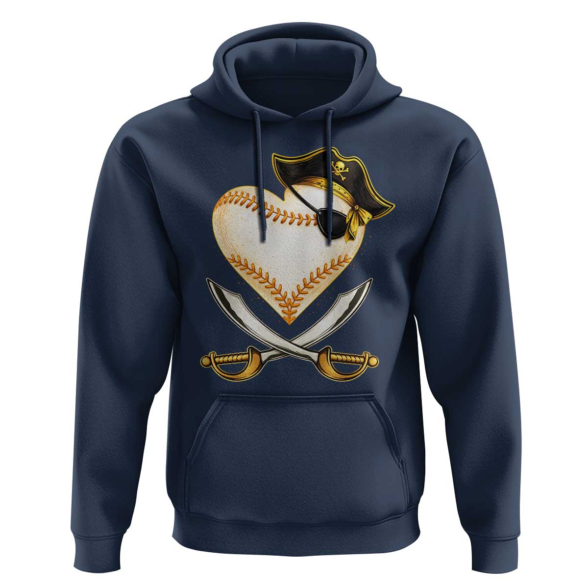 Baseball Pirate Hoodie Baseball Heart With Skull