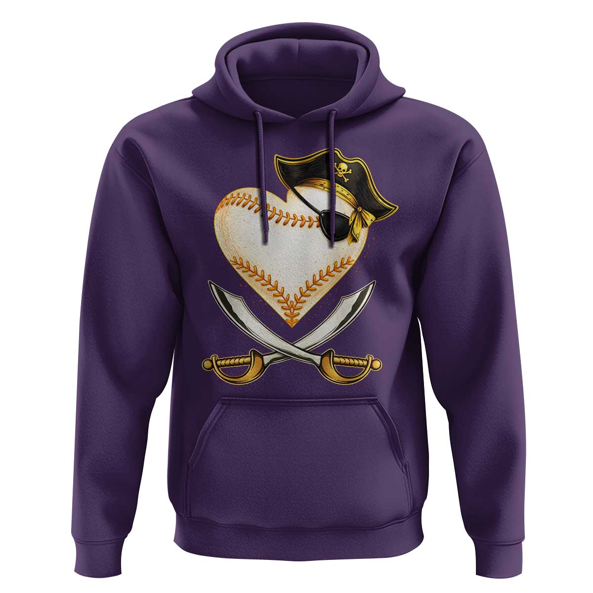 Baseball Pirate Hoodie Baseball Heart With Skull