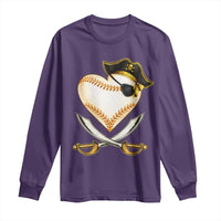 Baseball Pirate Long Sleeve Shirt Baseball Heart With Skull